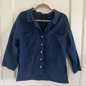 Ilana Kohn Linen Mapes Shirt. Sea.